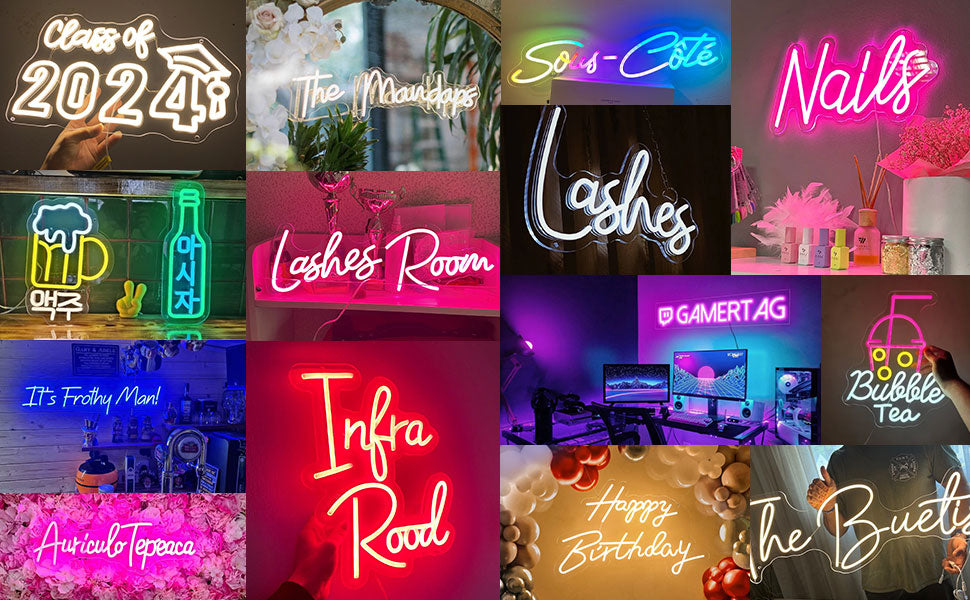 Custom Neon Sign, Neon Signs Customizable for Wall Decor, Personalized Neon Sign for Wedding Birthday Gifts, Custom LED Name Sign for Bedroom Party Business Light Up Sign, 10''-55''